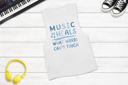Music Heals What Words Can't Touch – Shady Blue – Sleeveless Tank