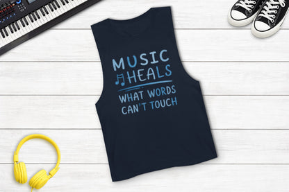 Music Heals What Words Can't Touch – Shady Blue – Sleeveless Tank