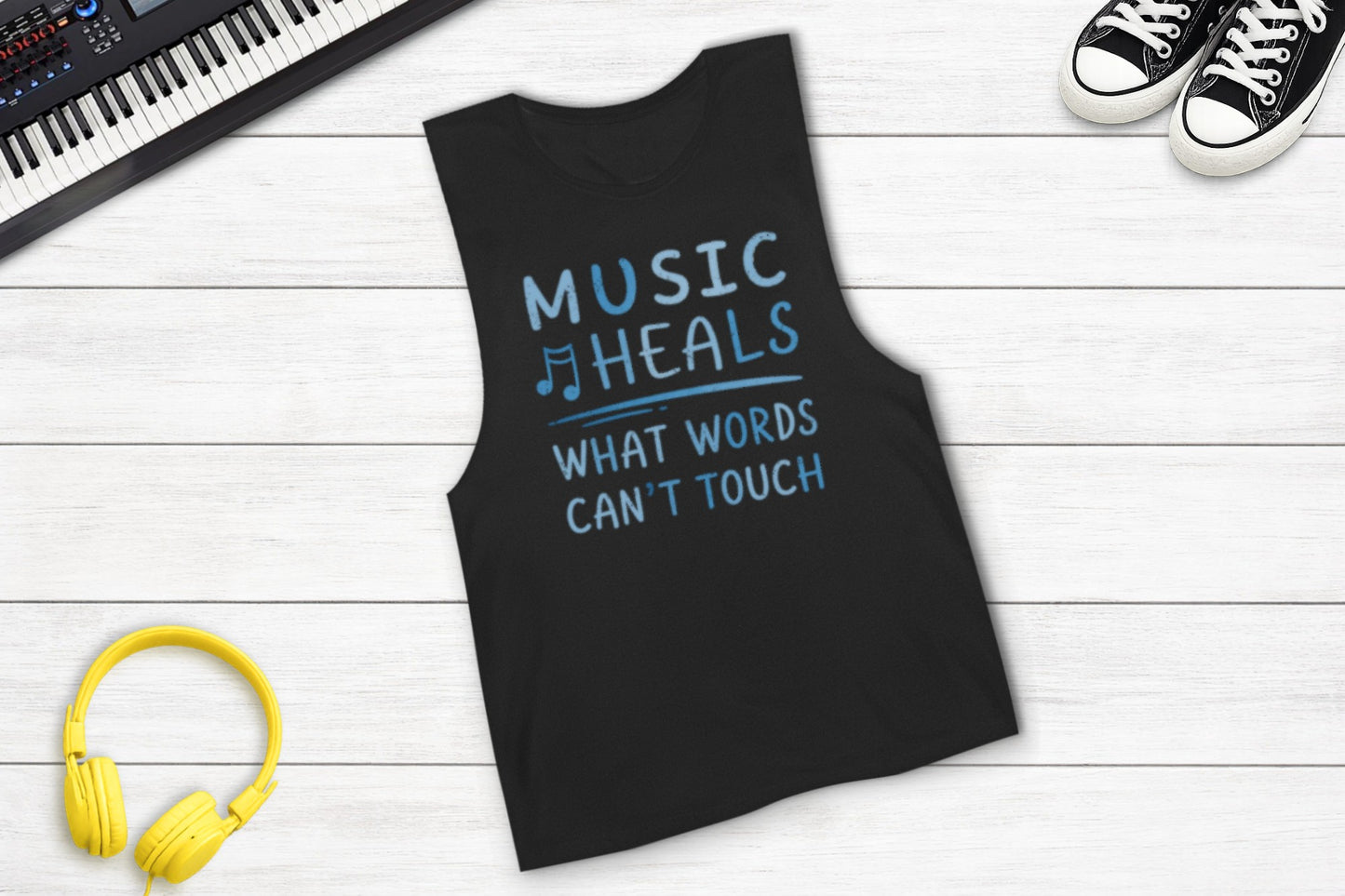 Music Heals What Words Can't Touch – Shady Blue – Sleeveless Tank