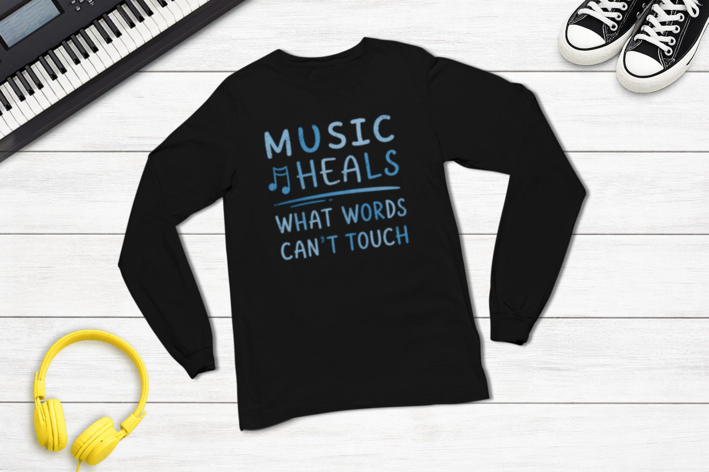 Music Heals What Words Can't Touch – Shady Blue – Long Sleeve