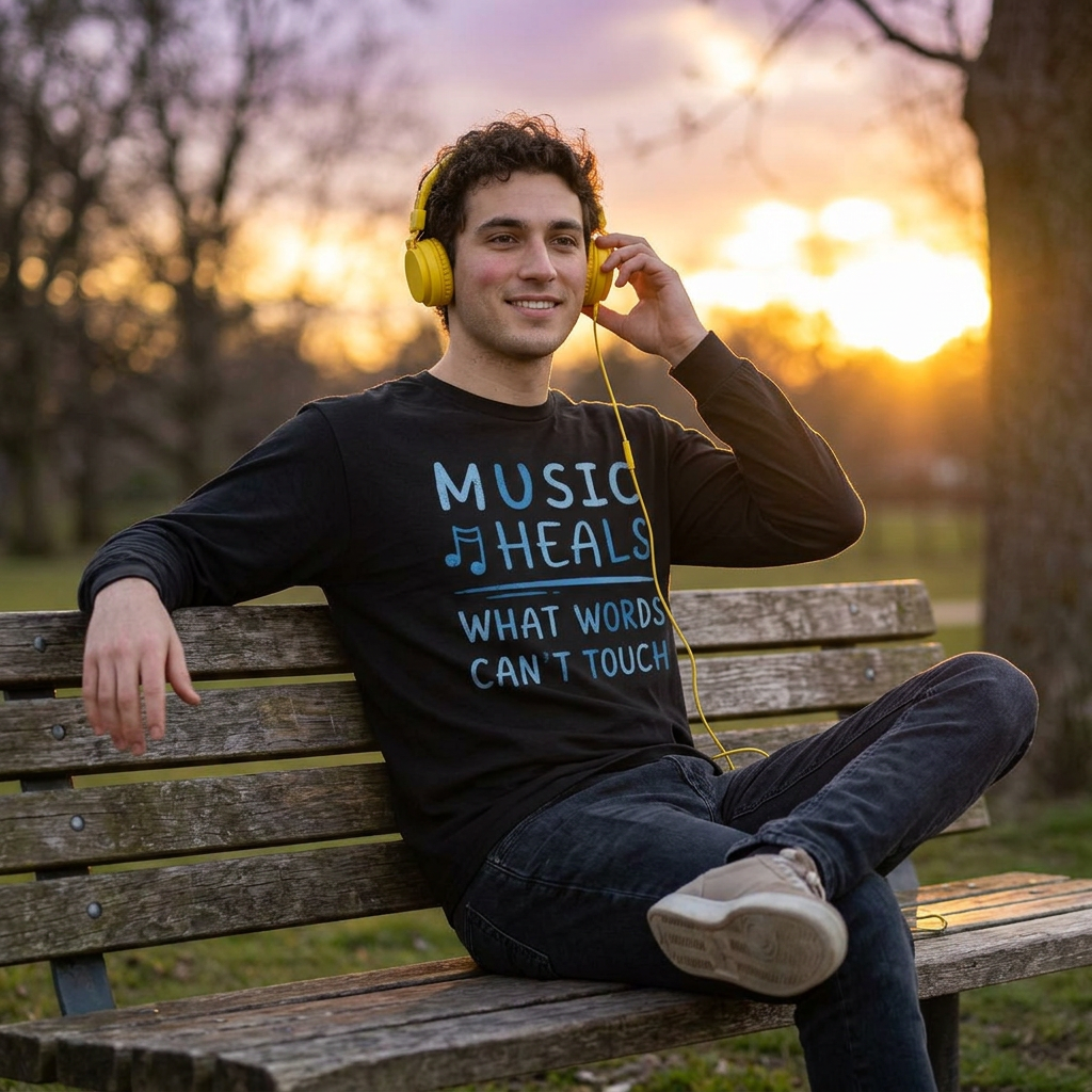 Music Heals What Words Can't Touch – Shady Blue – Long Sleeve