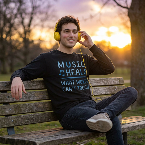 Music Heals What Words Can't Touch – Shady Blue – Long Sleeve