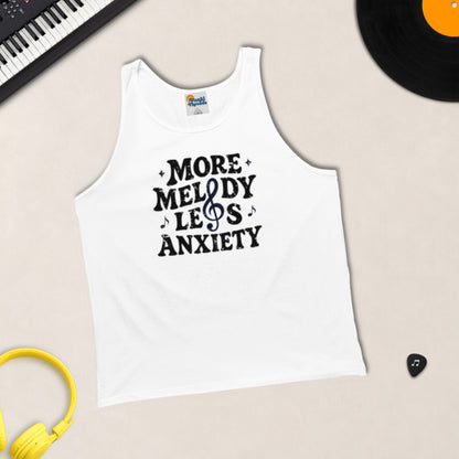 More Melody Less Anxiety tank top in White