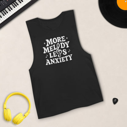 More Melody Less Anxiety sleeveless tank in Black