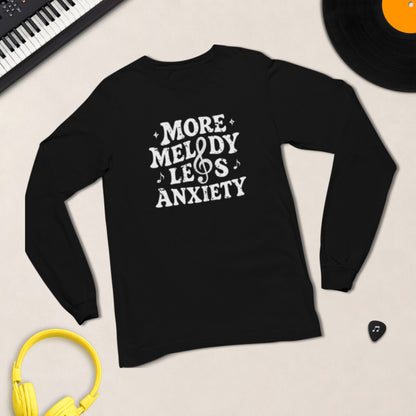 More Melody Less Anxiety long sleeve shirt in Black