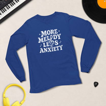 More Melody Less Anxiety long sleeve shirt in Royal