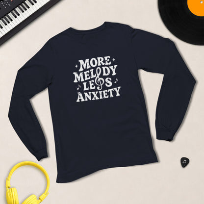 More Melody Less Anxiety long sleeve shirt in Navy