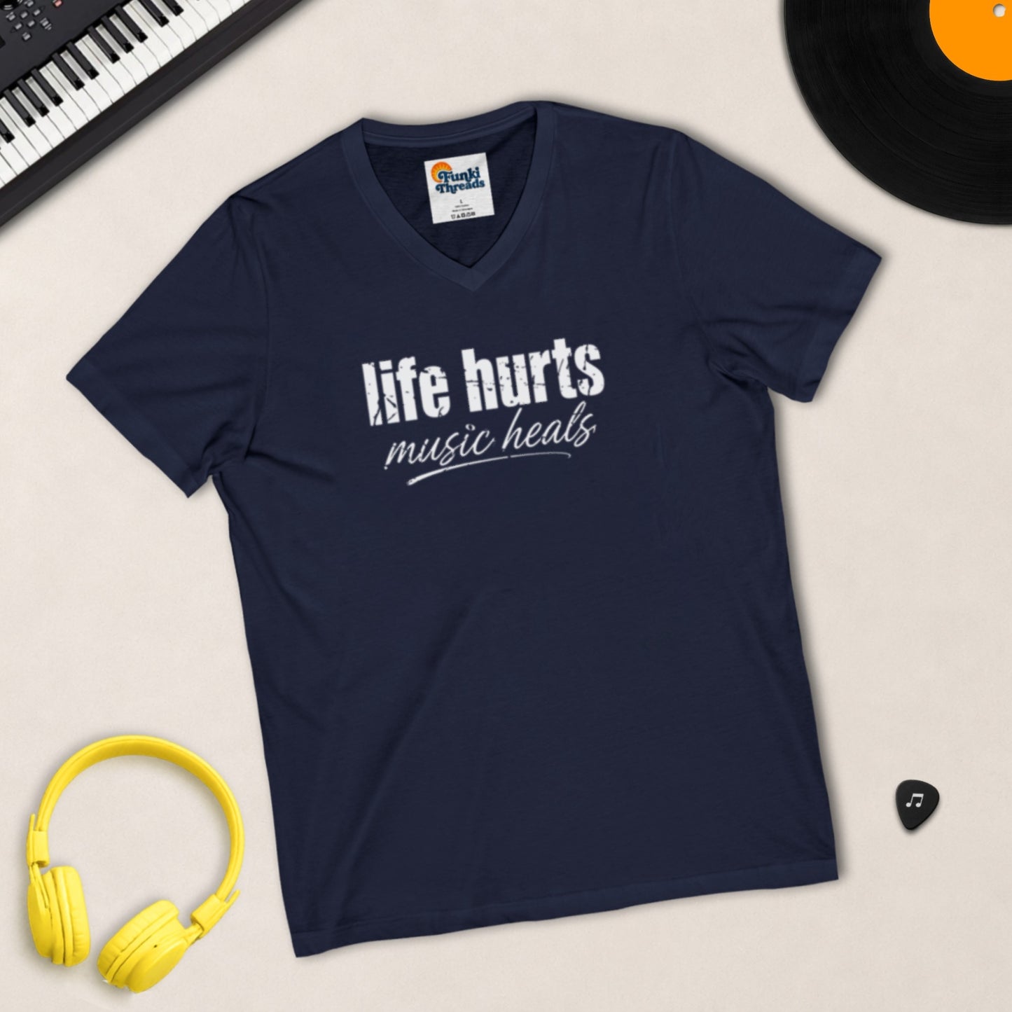 Life Hurts, Music Heals V-Neck product photo