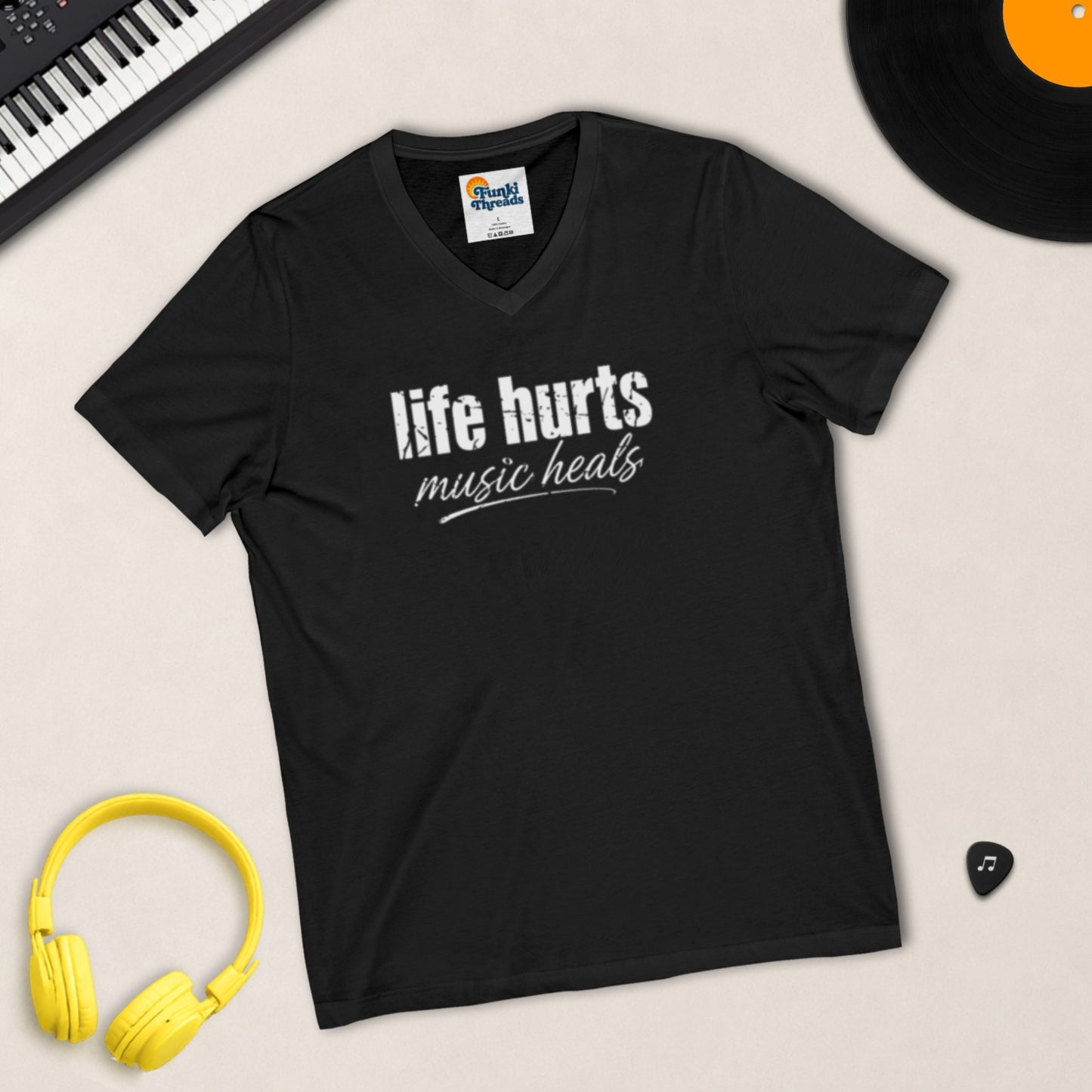 Life Hurts, Music Heals V-Neck product photo