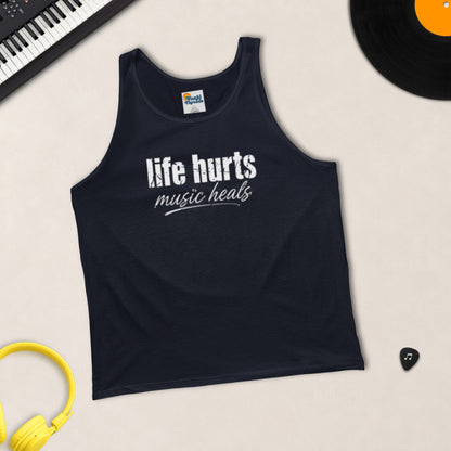 Life Hurts, Music Heals tank top product photo