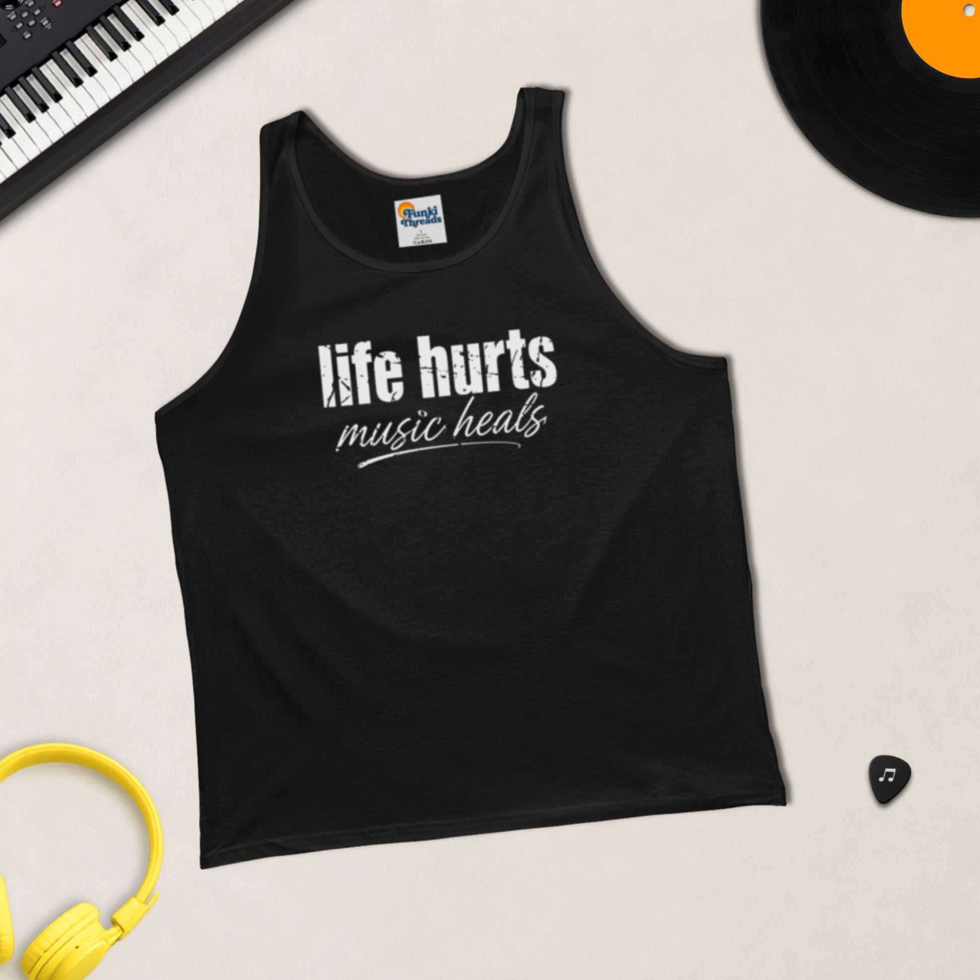Life Hurts, Music Heals tank top product photo
