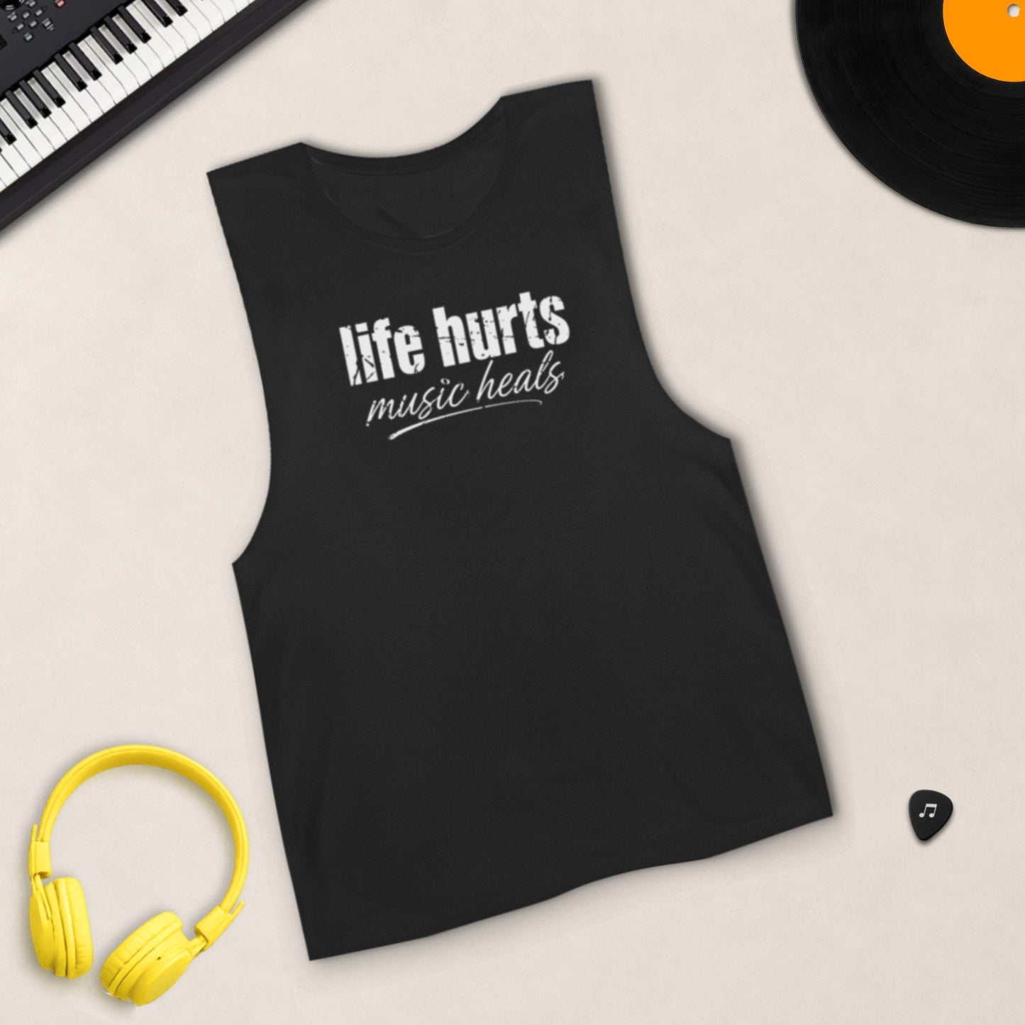 Life Hurts, Music Heals sleeveless tank product photo