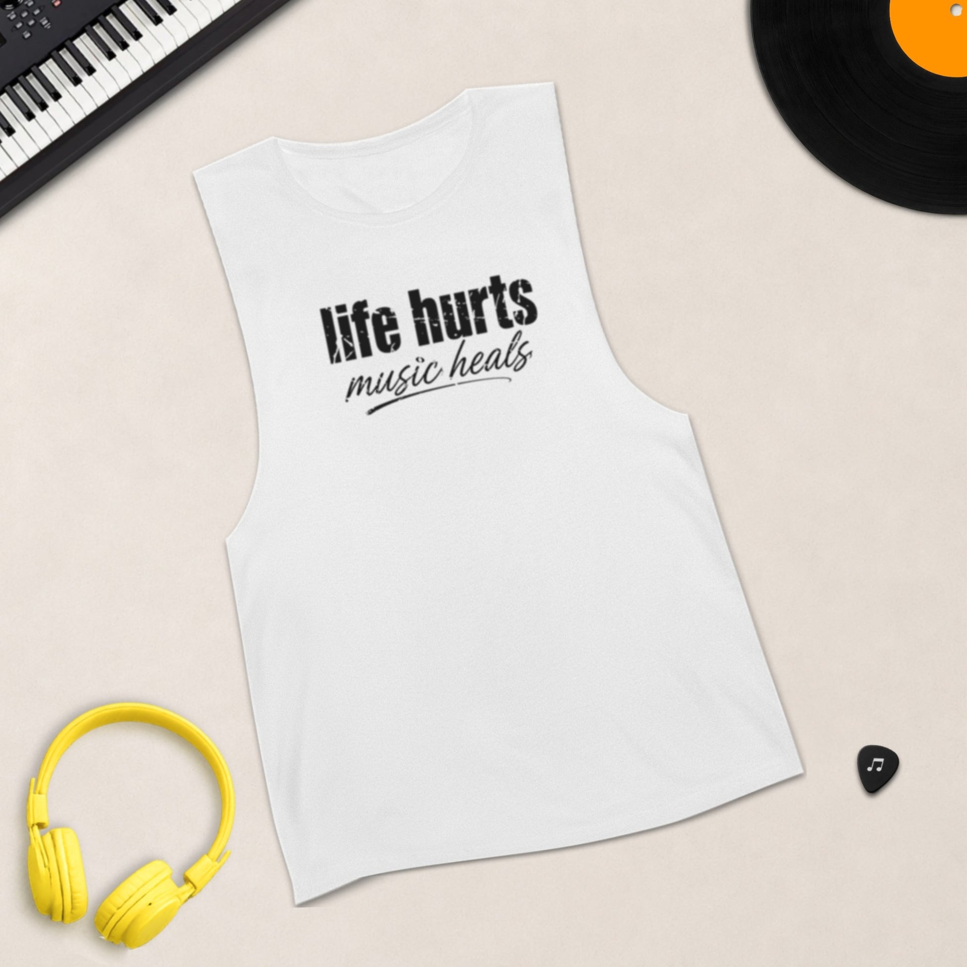 Life Hurts, Music Heals sleeveless tank product photo