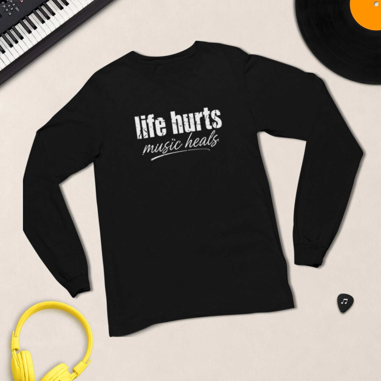 Life Hurts, Music Heals long sleeve tee product photo