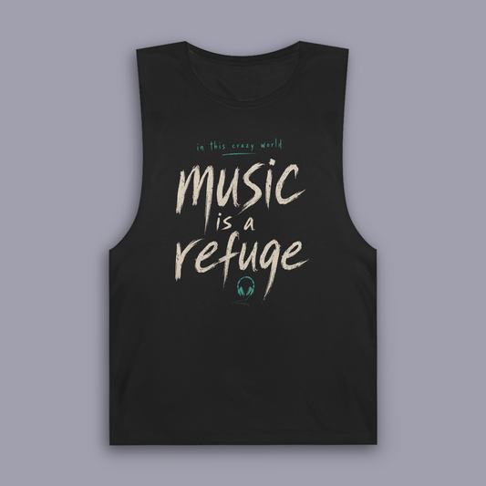 In This Crazy World – Music Is A Refuge – Sleeveless Tank