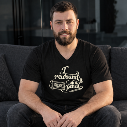 I Rewound It with A Pencil – V-Neck