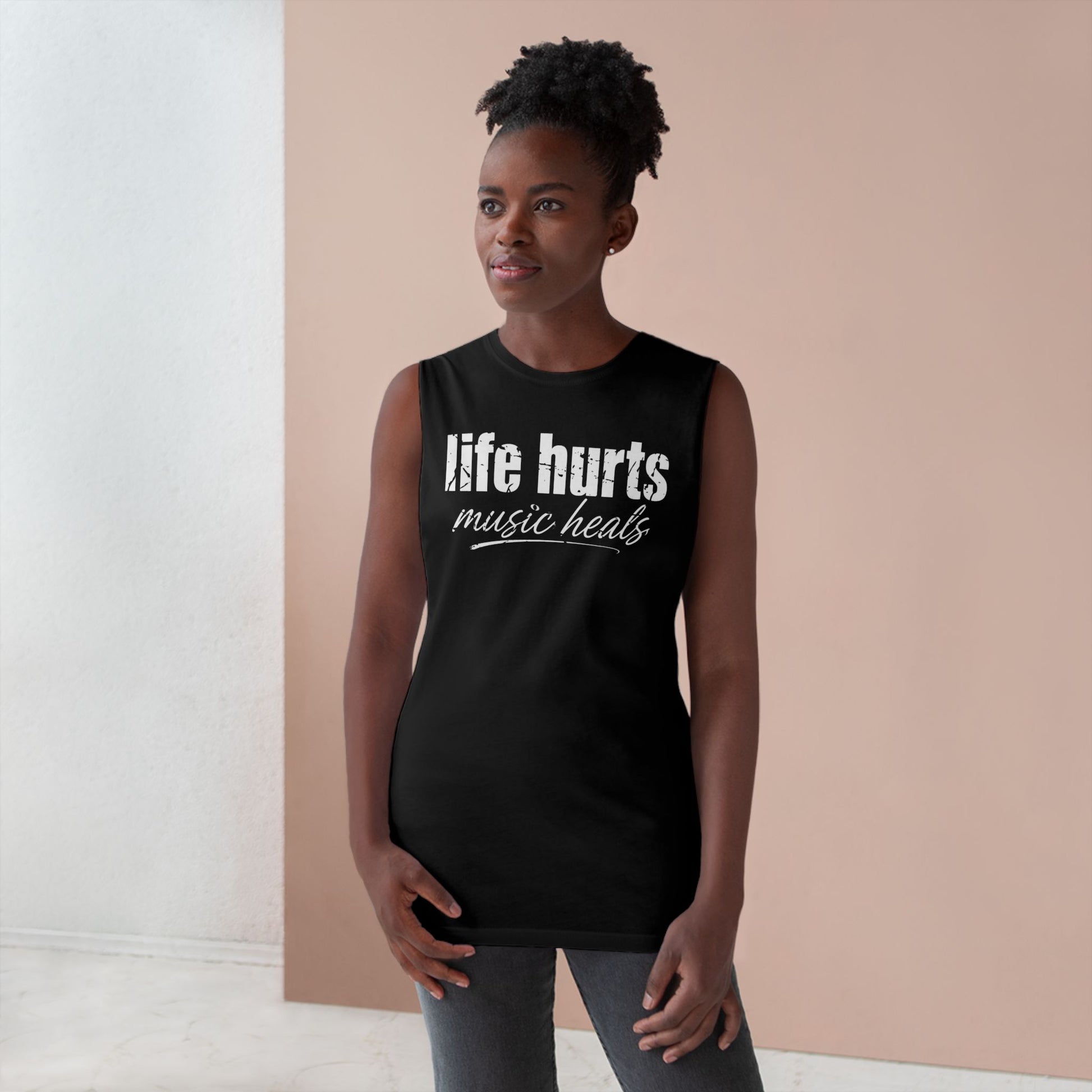 Life Hurts, Music Heals sleeveless tank product photo