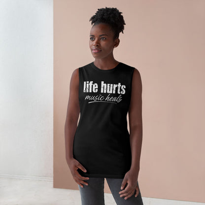 Life Hurts, Music Heals sleeveless tank product photo
