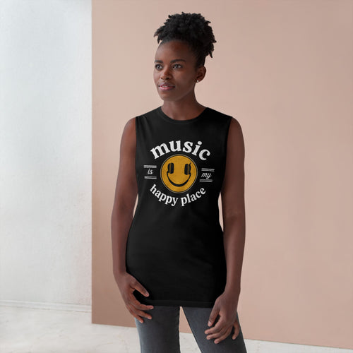 Music Is My Happy Place sleeveless music tank — lifestyle photo