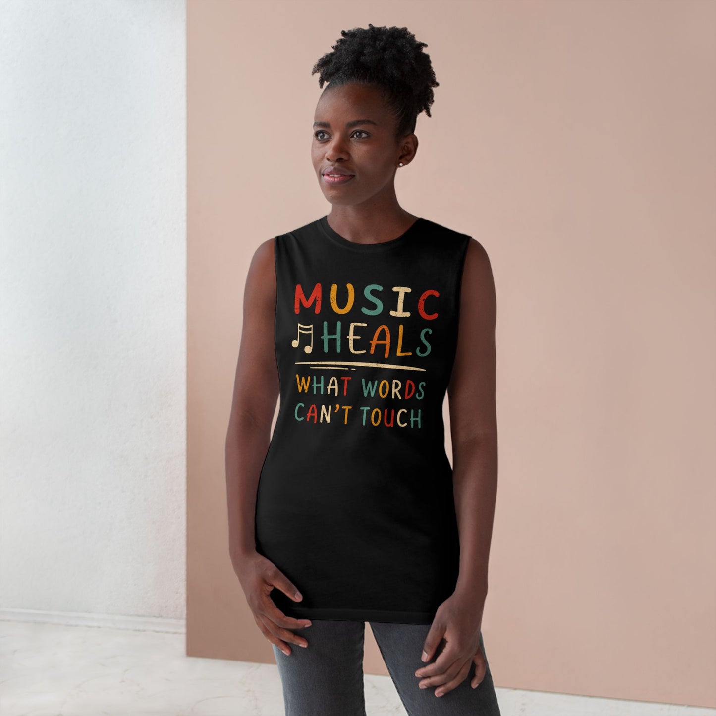 Music Heals What Words Can't Touch – Retro – Sleeveless Tank