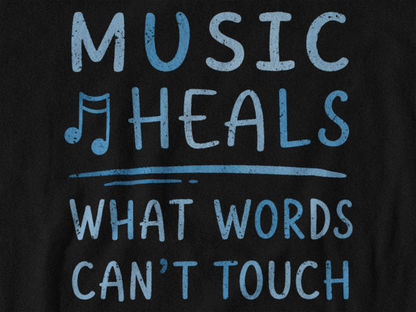 Music Heals What Words Can't Touch – Shady Blue – Women's Fitted Tee