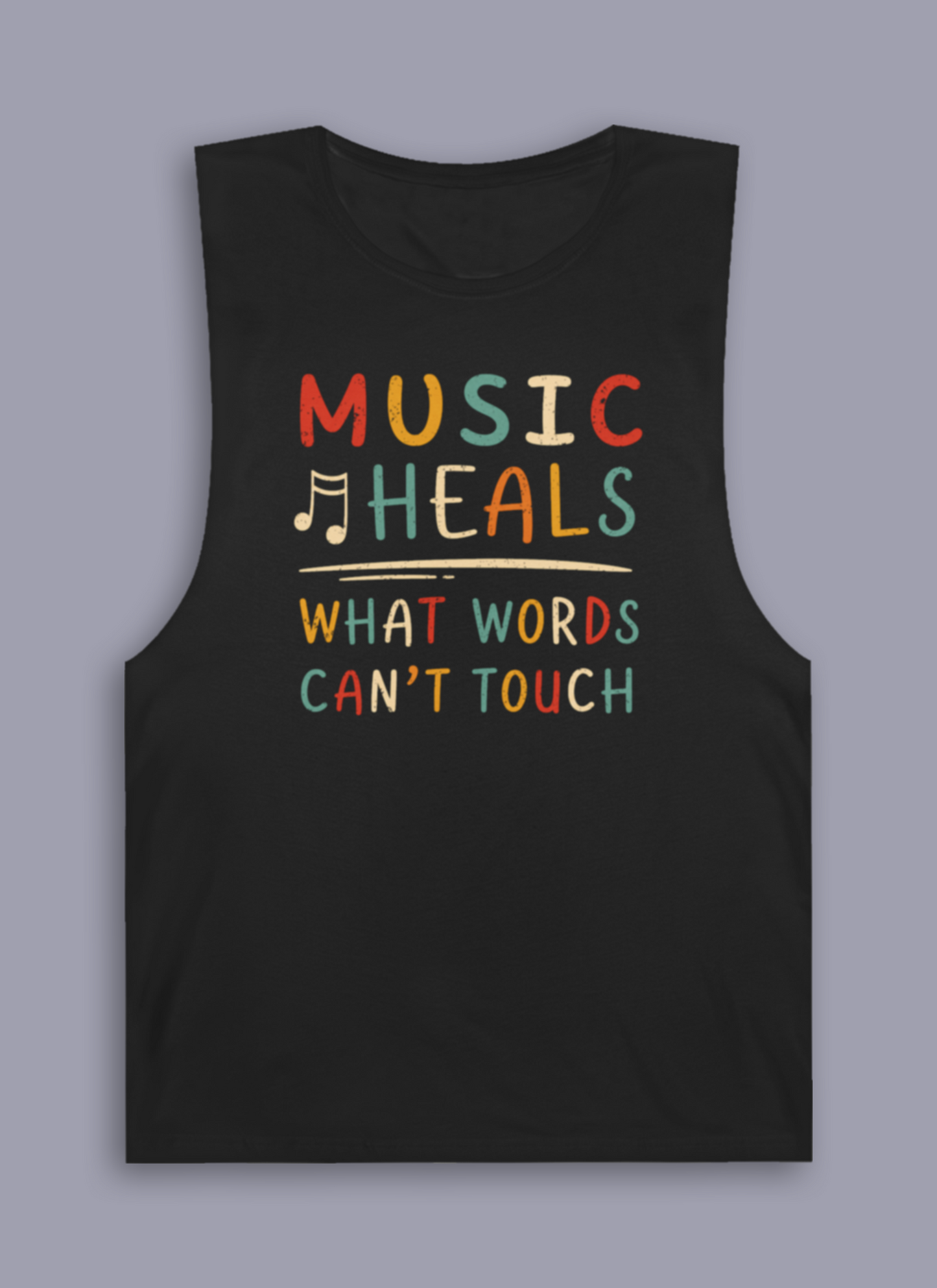 Music Heals What Words Can't Touch – Retro – Sleeveless Tank