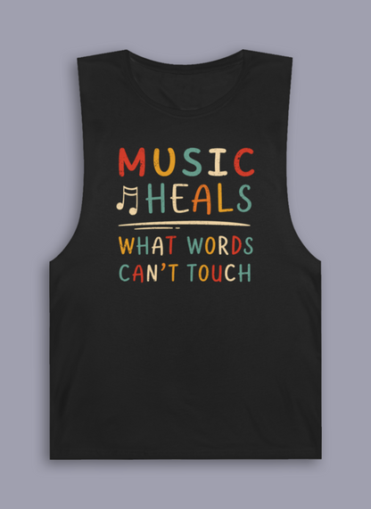 Music Heals What Words Can't Touch – Retro – Sleeveless Tank