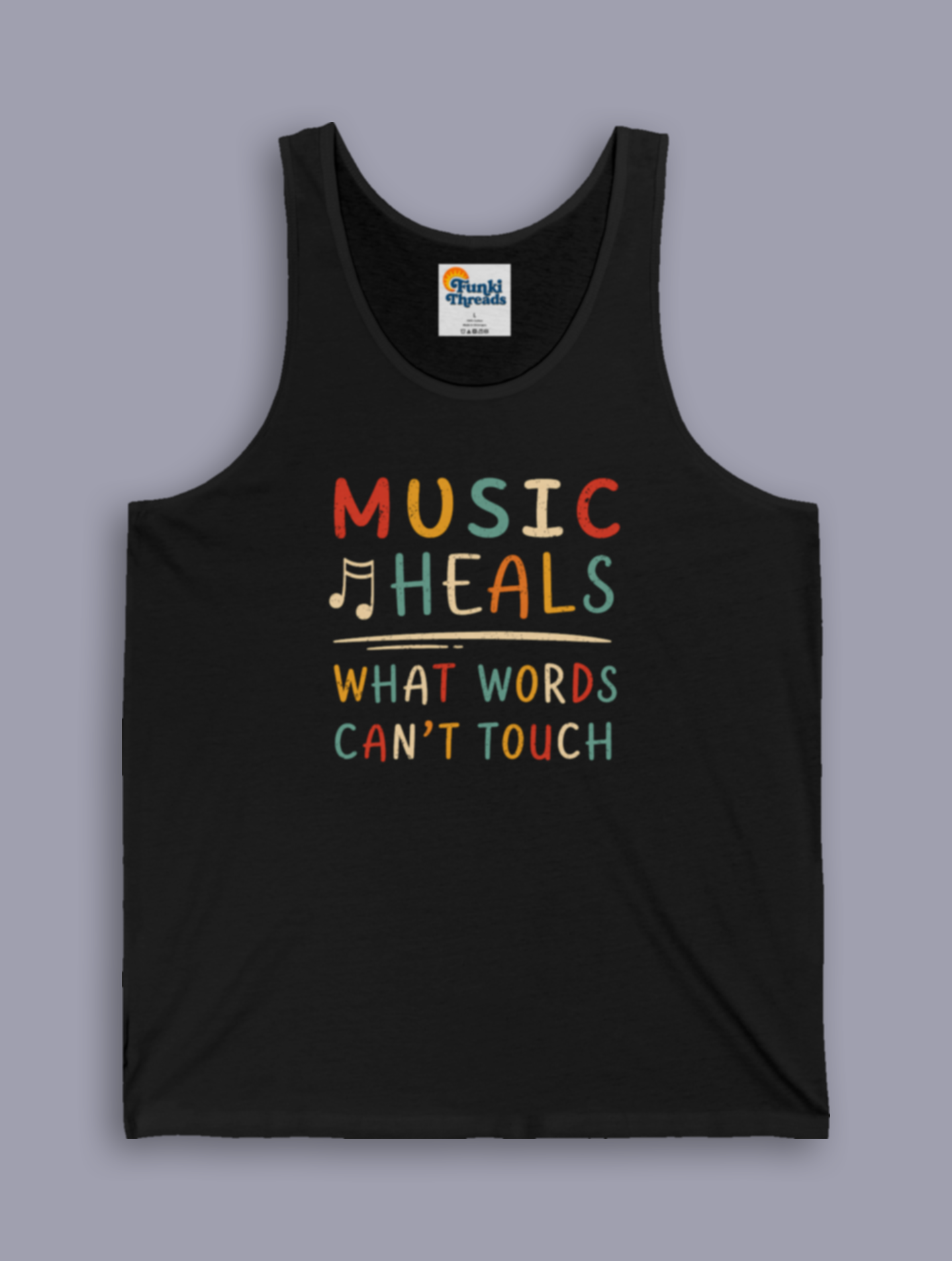 Music Heals What Words Can't Touch – Retro – Tank Top
