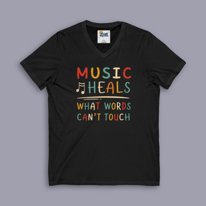 Music Heals What Words Can't Touch – Retro – V-Neck