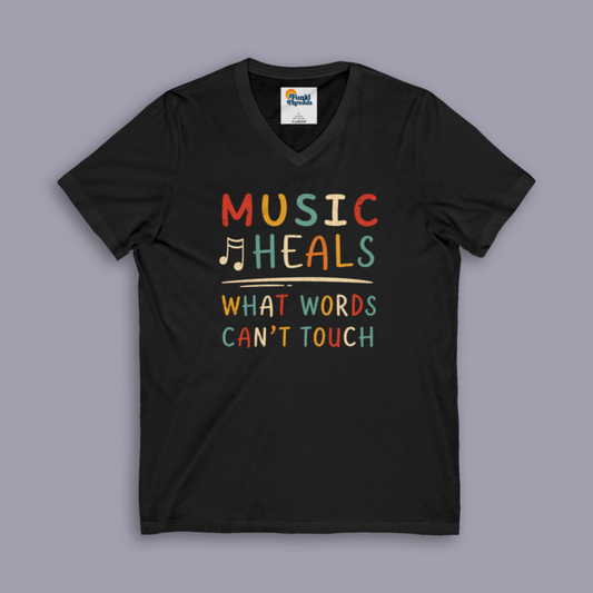 Music Heals What Words Can't Touch – Retro – V-Neck