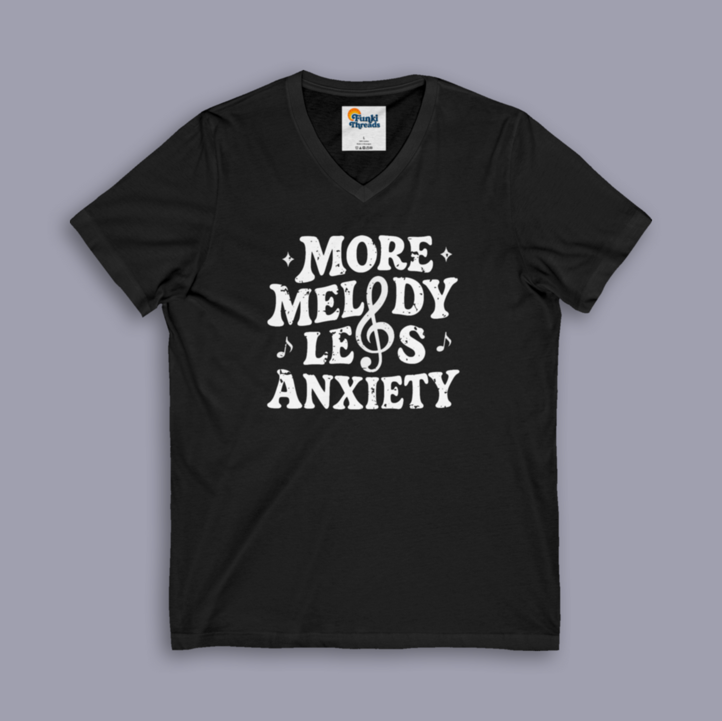 More Melody Less Anxiety – V-Neck