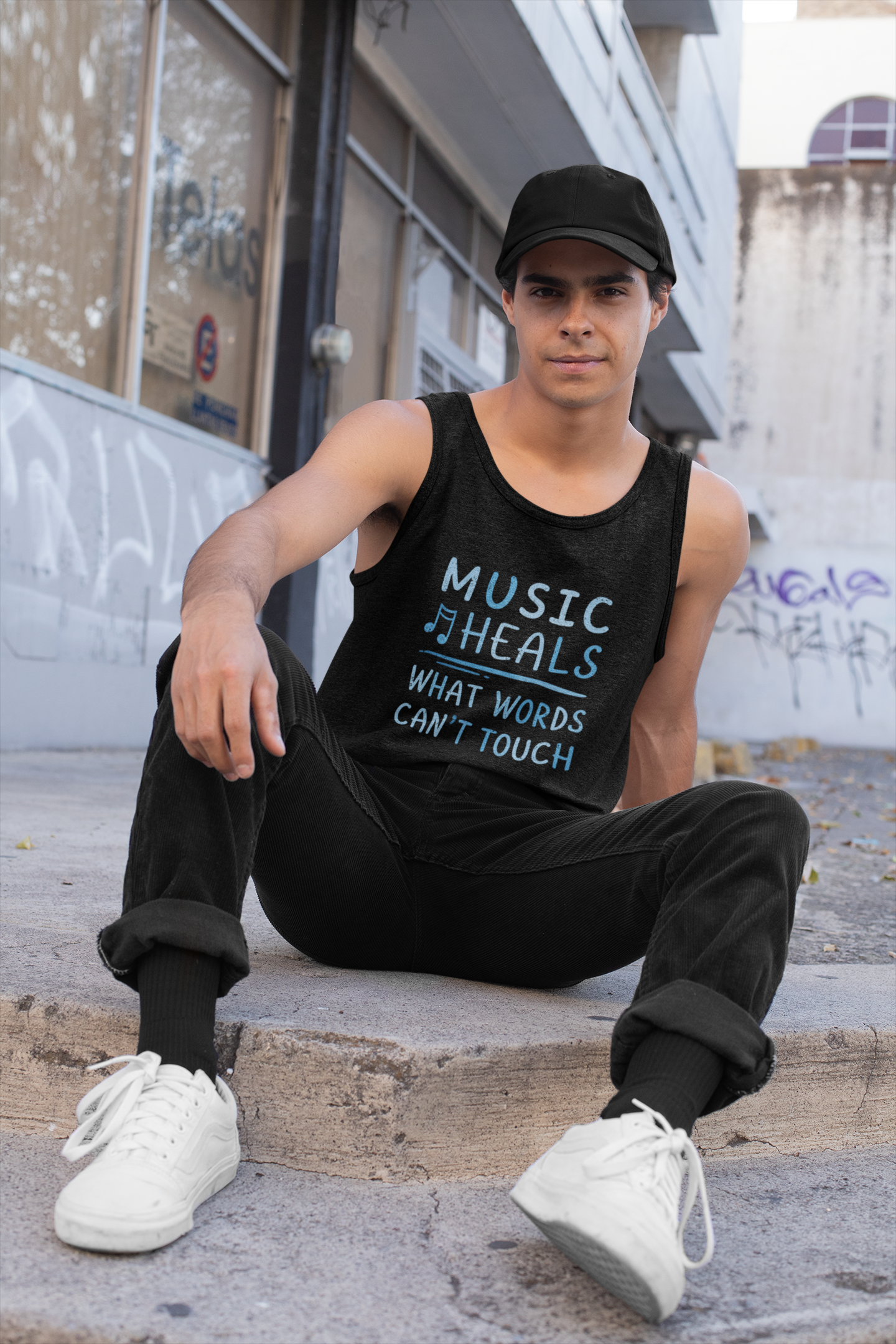 Music Heals What Words Can't Touch – Shady Blue – Tank Top