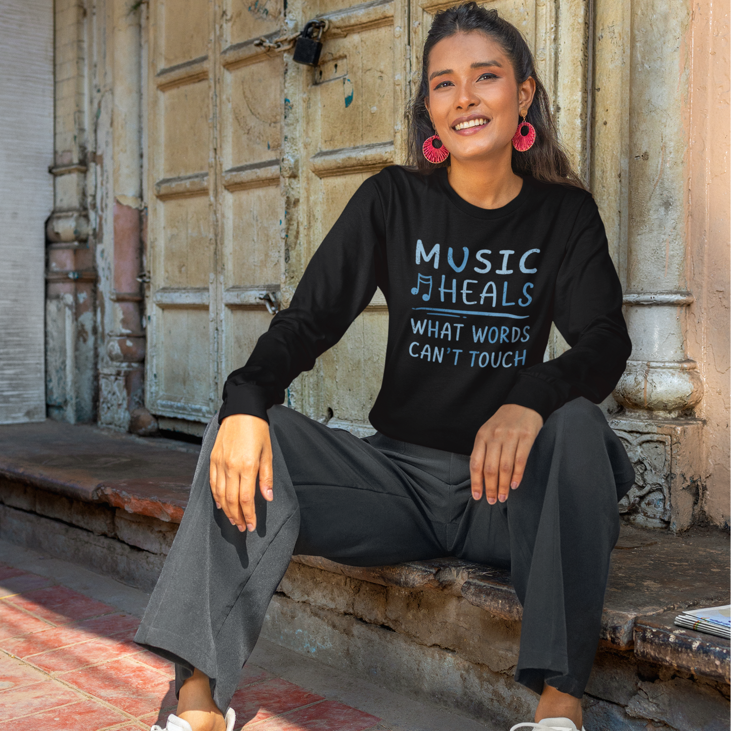 Music Heals What Words Can't Touch – Shady Blue – Long Sleeve