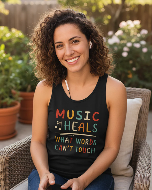 Music Heals What Words Can't Touch – Retro – Tank Top
