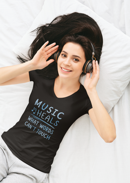 Music Heals What Words Can't Touch – Shady Blue – V-Neck