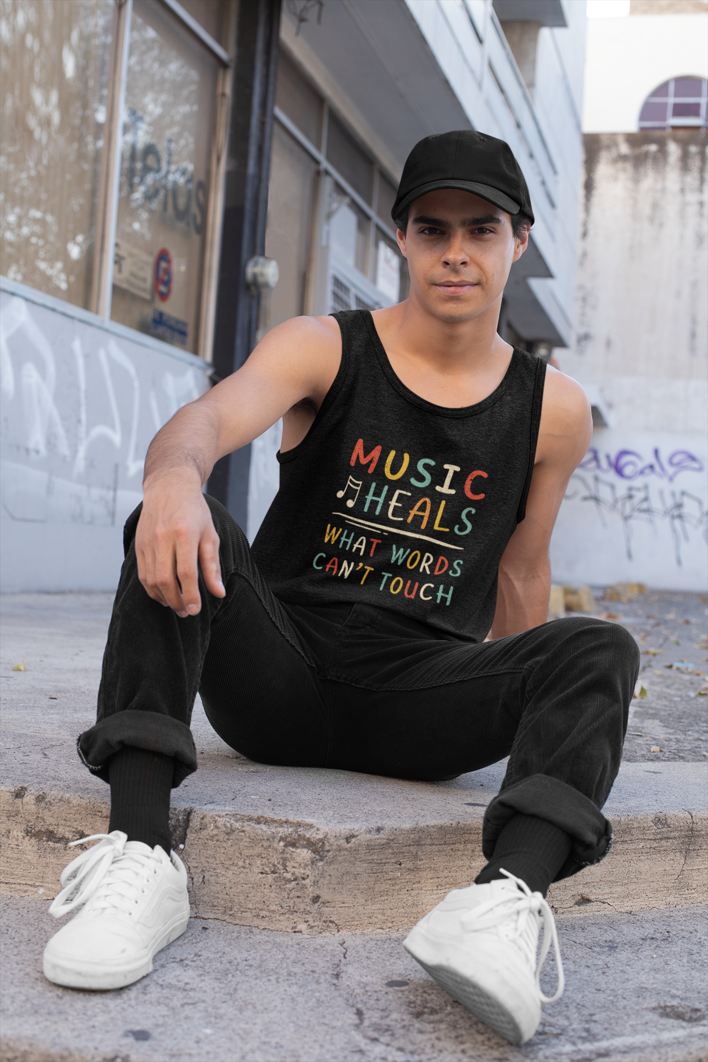 Music Heals What Words Can't Touch – Retro – Tank Top