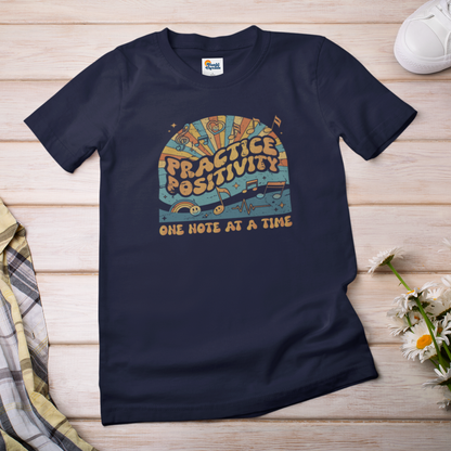 Practice Positivity Retro Music T-Shirt – One Note at a Time