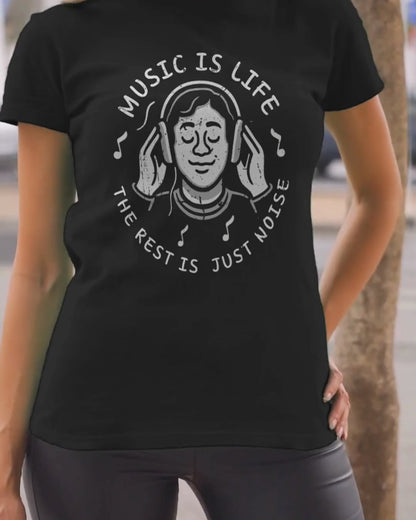 Music Is Life — The Rest Is Just Noise Tee (Vintage Headphones)