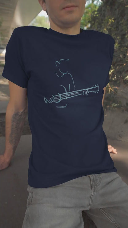 Minimalist Guitarist T-Shirt – Acoustic Music Line Art Design