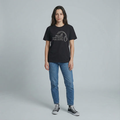 Music Is the Escape From Reality Headphones Quote Shirt | Music Lover T-Shirt