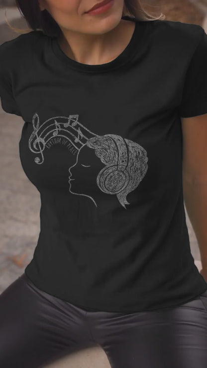 Rhythm of Peace T-Shirt – Music Lover Headphones Line Art Tee for Calm & Creativity