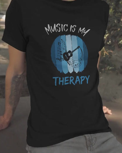 Music Is My Therapy Guitar T-Shirt | Guitar Player Music Lover Tee