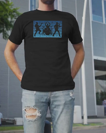 Rock Band Silhouette T-Shirt | Live Music Drummer Guitarist Tee