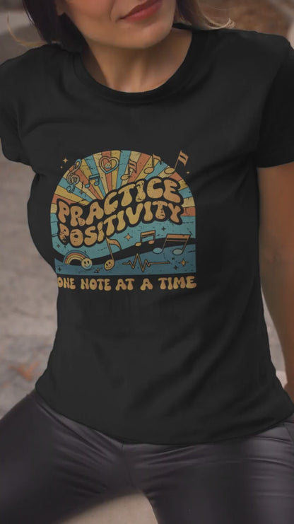 Practice Positivity Retro Music T-Shirt – One Note at a Time