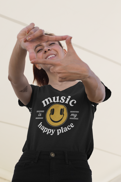 Music Is My Happy Place – V-Neck