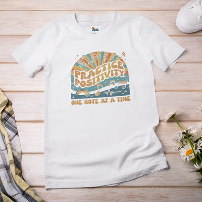Practice Positivity Retro Music T-Shirt – One Note at a Time